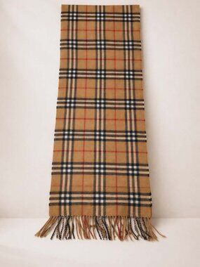 Authentic Burberry Classic Check Cashmere Scarf Beige